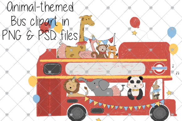 A Playful Journey: Animal Clipart for Nursery and London Bus Themes