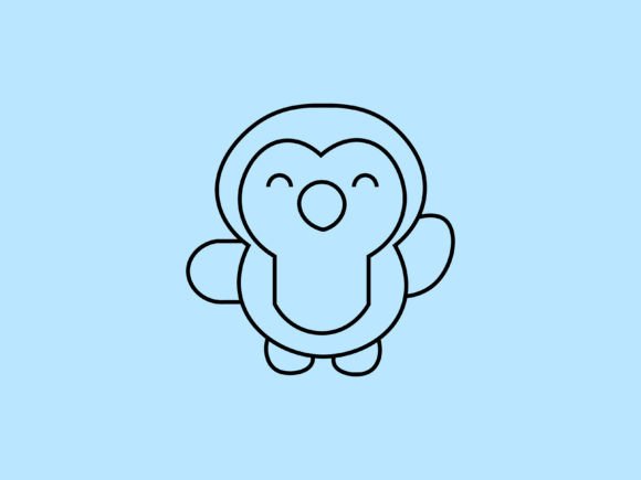 Adorable Kawaii Animal Penguin Line Background for Creative Projects