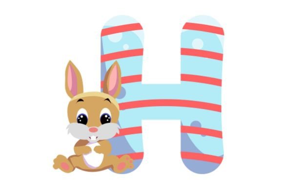 Charming Design with Cute Animal Icons Alphabet H Cliparts