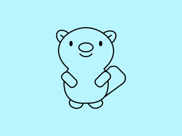 Charming Kawaii Beaver Line Backgrounds for Creative Projects