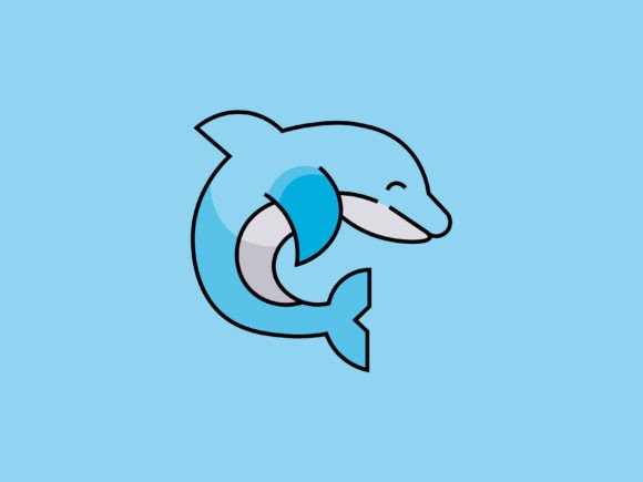 Charming Kawaii Sea Animal Dolphin Icon for Creative Projects