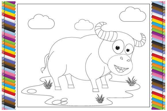 Coloring Bufallo Animal Cartoon for Kids: A Playful Font for Creative Projects