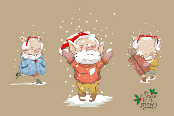 Happy Cute Animal in Snowy Christmas: A Festive Asset for Designers