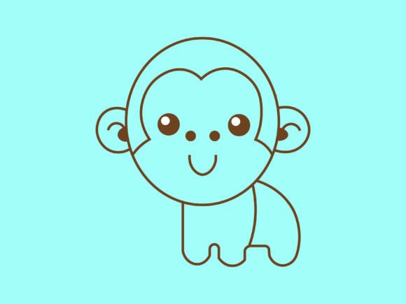 Kawaii Animal Gorilla Line Background: A Playful Design Asset
