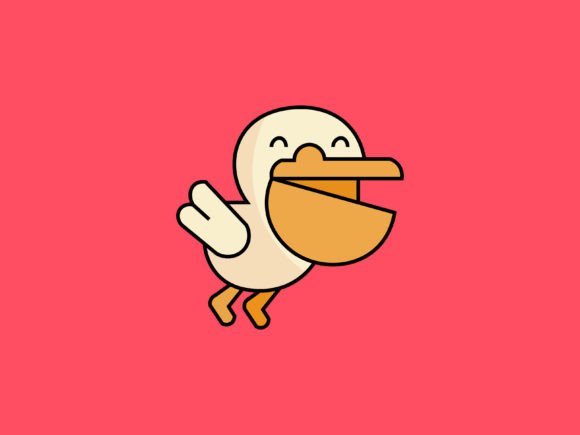 Kawaii Animal Pelican Icon: Adorable Design for Any Project