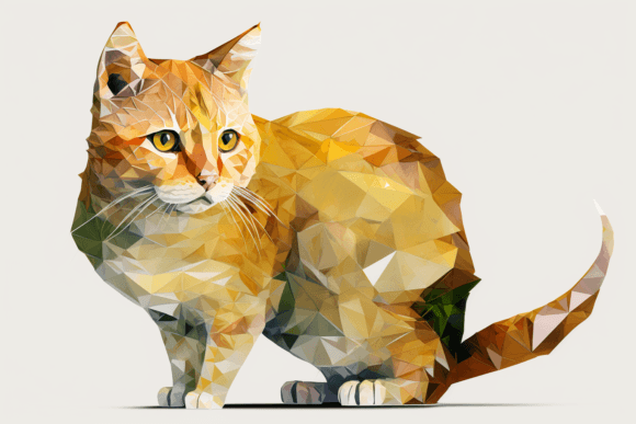 Polygonal Cute Cat Low Poly Animal 1: A Modern Design Asset