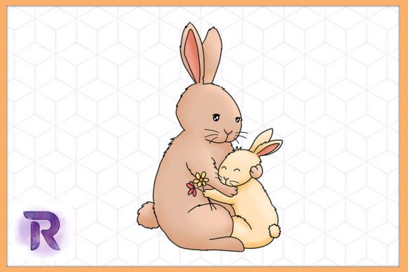 Rabbit Mama Animal Mother's Day: A Charming Design Asset